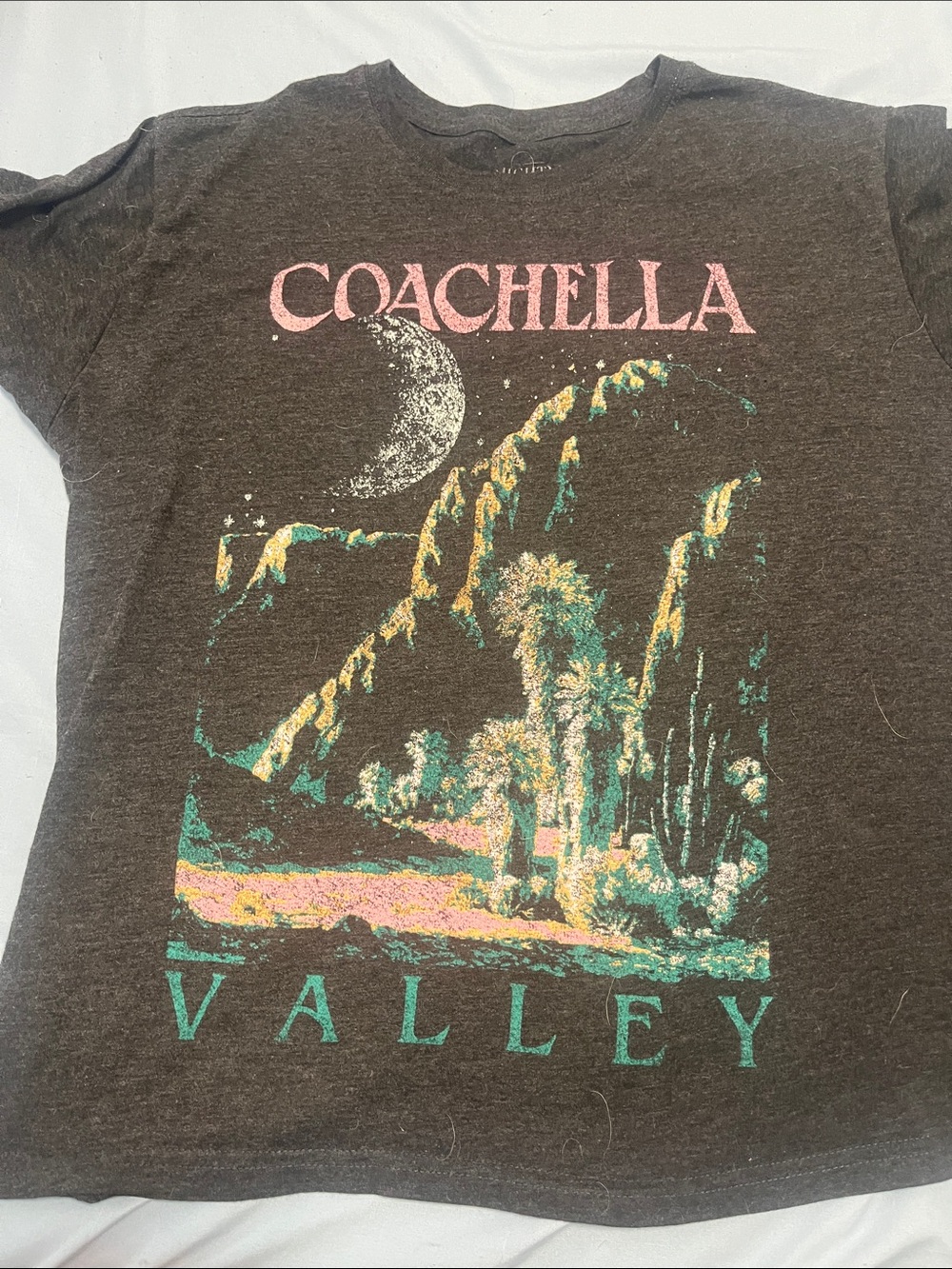 Coachella Valley Kids Graphic Tee - Dark Gray with Pink & Teal Print